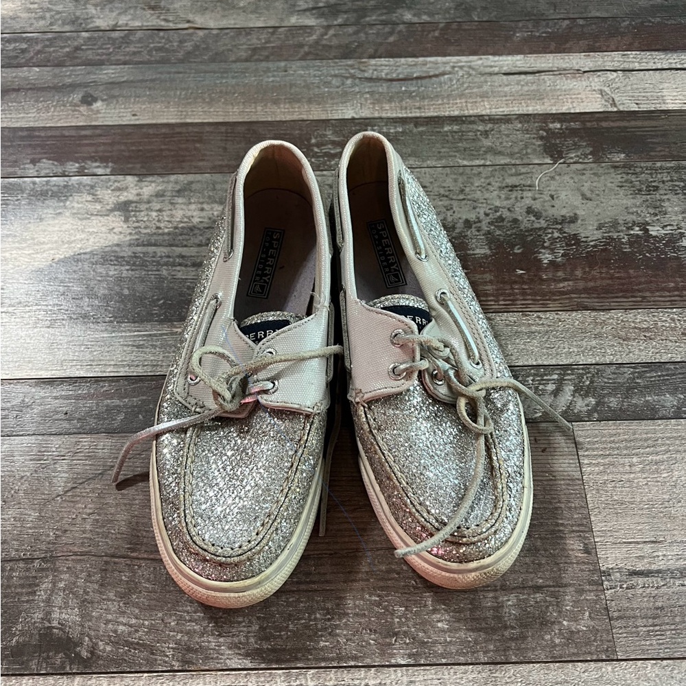 Sperry Sparkling Silver Boat Shoes